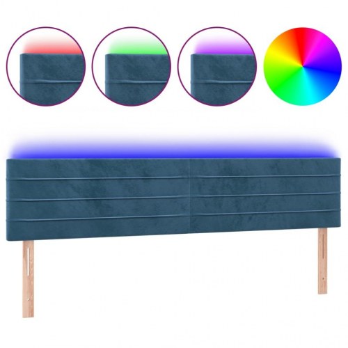 Sengegavl med LED-lys 200 x 5 x 78/88 cm - mørkeblå fløjl