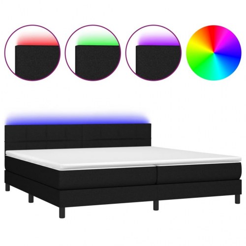 Kontinentalseng med LED-lys 200x200 cm - stof, sort