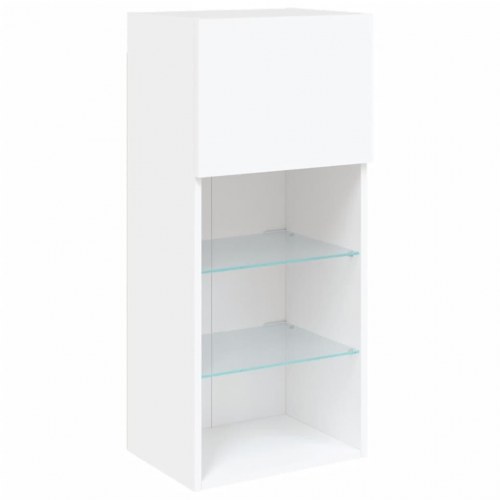 Tv-borde med LED-lys - 2 stk., 40,5×30×90 cm, hvid