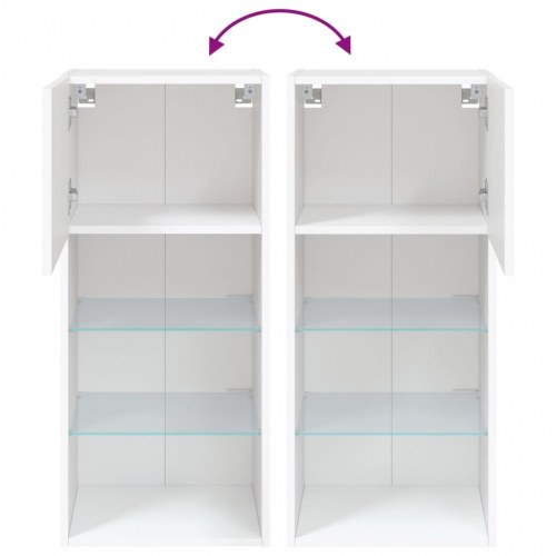 Tv-borde med LED-lys - 2 stk., 40,5×30×90 cm, hvid