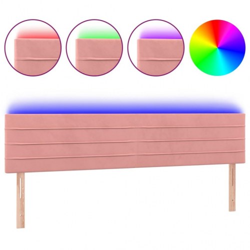 Sengegavl med LED-lys 200 x 5 x 78/88 cm - lyserød