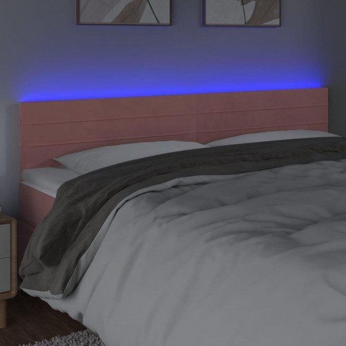 Sengegavl med LED-lys 200 x 5 x 78/88 cm - lyserød
