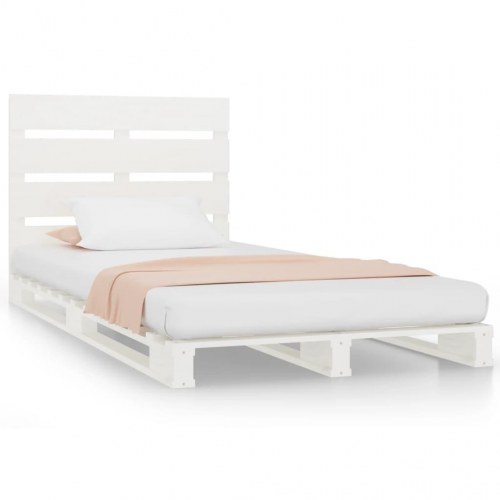 Sengeramme uden madras 100x200 cm massivt fyrretræ hvid