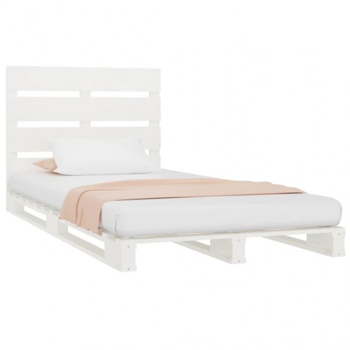 Sengeramme uden madras 100x200 cm massivt fyrretræ hvid