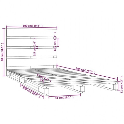 Sengeramme uden madras 100x200 cm massivt fyrretræ hvid