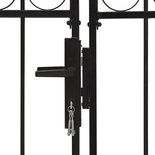 Hegnslåge med dobbeltdør og buet top stål 300 x 175 cm sort