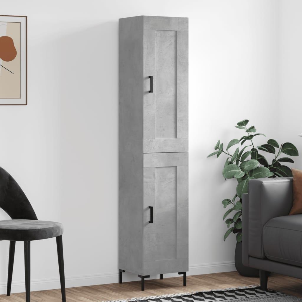 Højskab i konstrueret træ - 34,5 × 34 × 180 cm, betongrå