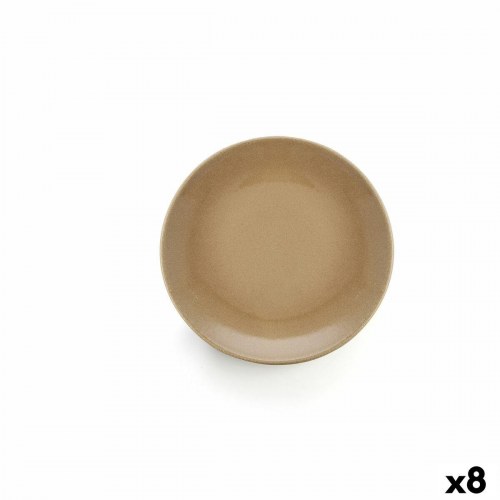Anaflor flad middagstallerken - beige keramik, bagt ler (8 stk.)