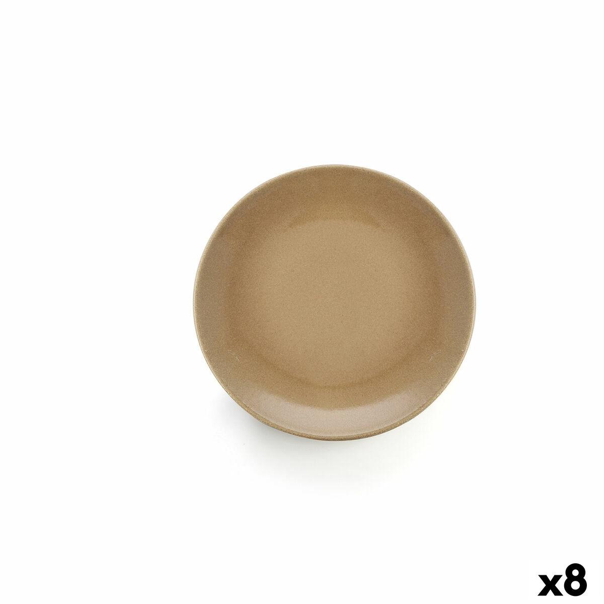 Anaflor flad middagstallerken - beige keramik, bagt ler (8 stk.)
