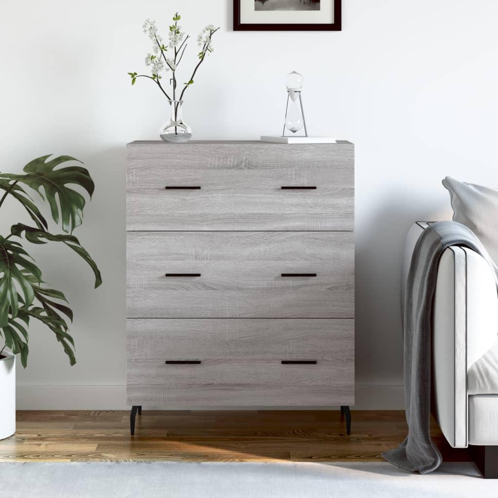 Skænk 69,5 × 34 × 90 cm i konstrueret træ - grå sonoma-eg med metalfødder