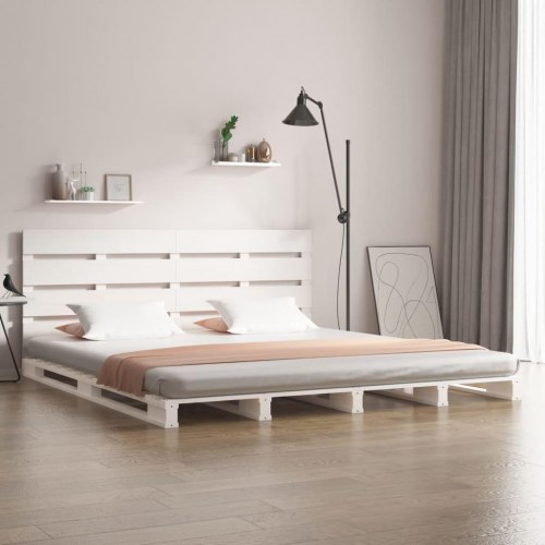 Sengeramme uden madras 120x200 cm massivt fyrretræ hvid