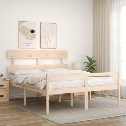 Seniorseng med sengegavl massivt træ