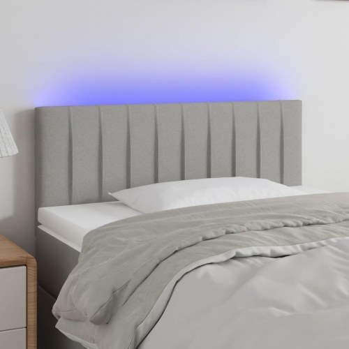 Sengegavl med LED-lys 90 x 5 x 78/88 cm - lysegrå