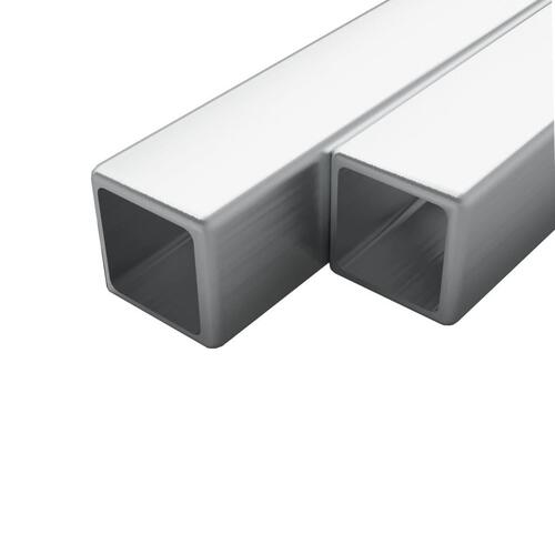 Rustfrie stålrør 2 stk. firkantet bokssektion V2A 1 m 15 x 15 x 1,5 mm