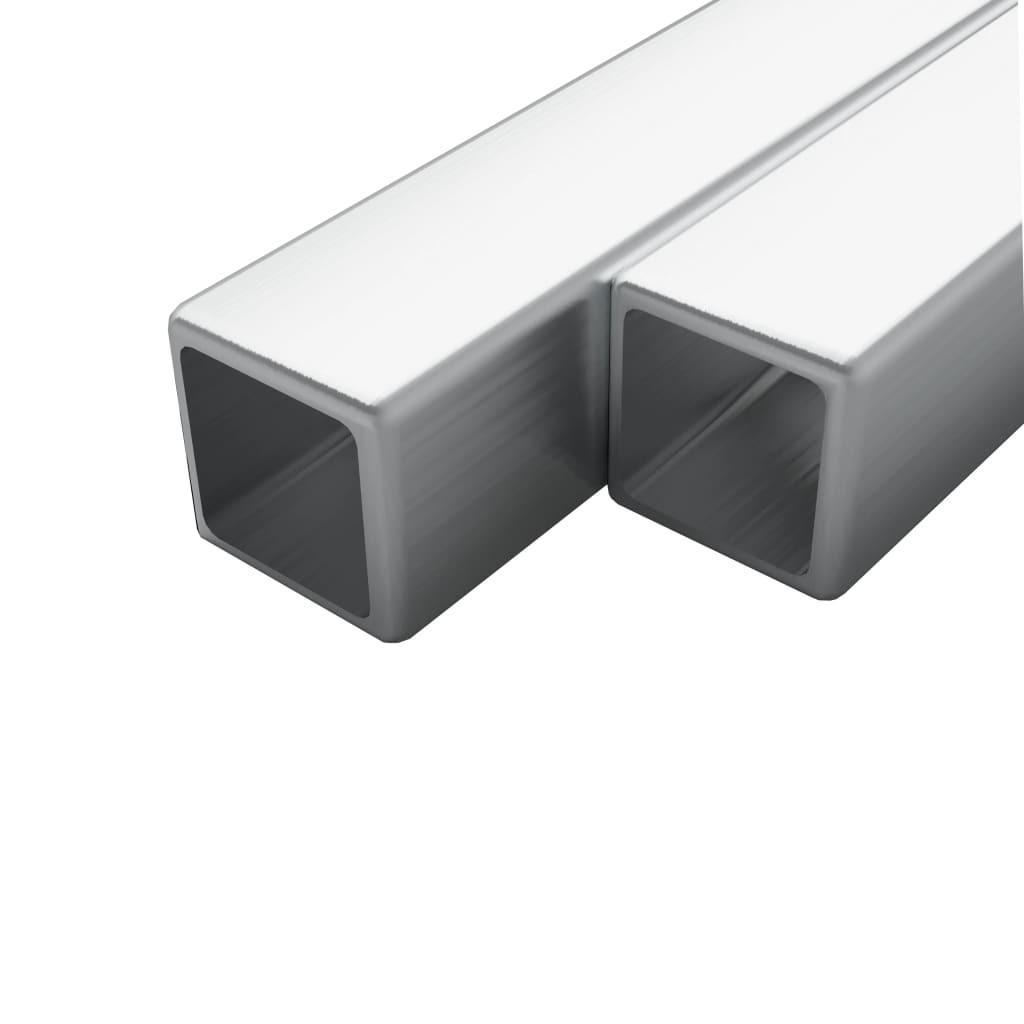 Rustfrie stålrør 2 stk. firkantet bokssektion V2A 1 m 15 x 15 x 1,5 mm