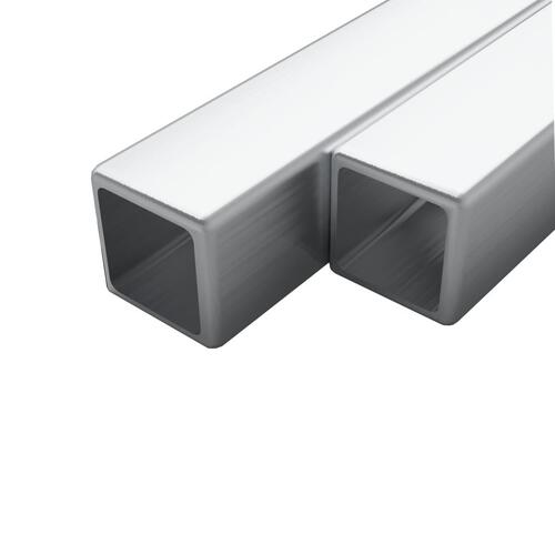 Rustfrie stålrør 2 stk. firkantet bokssektion V2A 1 m 30 x 30 x 1,9 mm