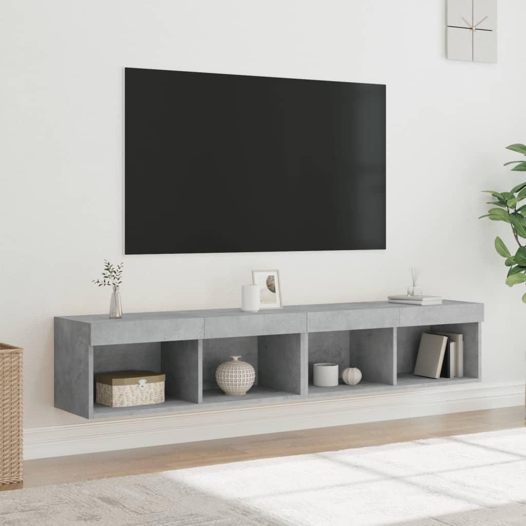Tv Borde 2 Stk. Med Led Lys 80x30x30 Cm Betongrå