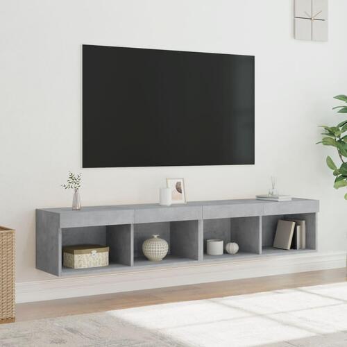Tv-borde 2 stk. med LED-lys 80x30x30 cm betongrå