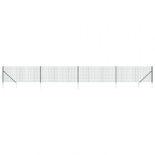 Trådhegn med jordspyd 0,8 × 10 m - grøn, galvaniseret og PVC-belagt