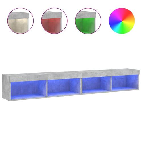 Tv-borde 2 stk. med LED-lys 100x30x30 cm betongrå