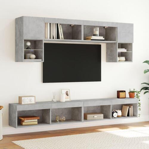 Tv-borde 2 stk. med LED-lys 100x30x30 cm betongrå