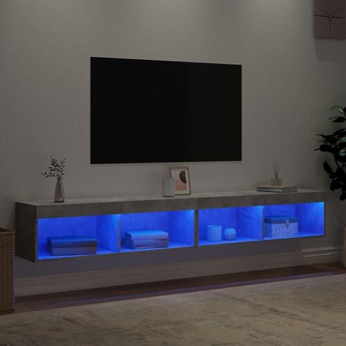 Tv-borde 2 stk. med LED-lys 100x30x30 cm betongrå