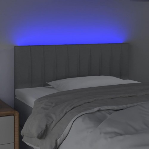 Sengegavl med LED-lys 100 x 5 x 78/88 cm - lysegrå