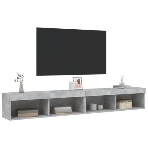 Tv-borde 2 stk. med LED-lys 100x30x30 cm betongrå
