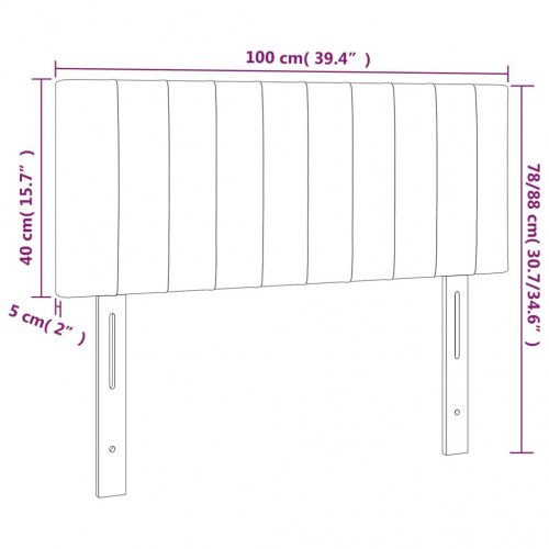 Sengegavl med LED-lys 100 x 5 x 78/88 cm - mørkegrå
