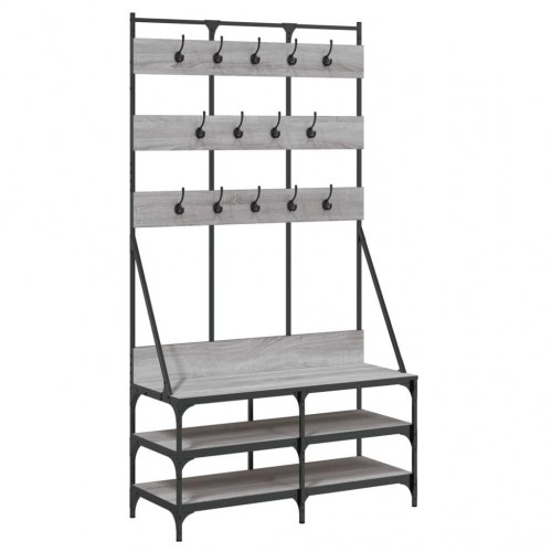 Tøjstativ med skoopbevaring 100x40x184 cm grå sonoma-eg