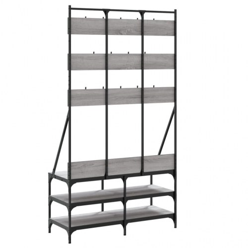 Tøjstativ med skoopbevaring 100x40x184 cm grå sonoma-eg