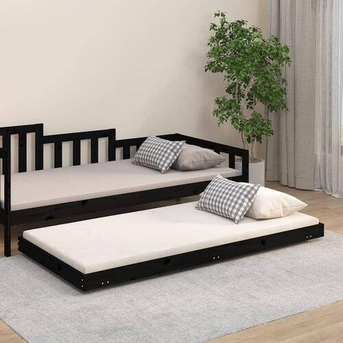 Sengestel 90x190 cm massivt fyrretræ sort