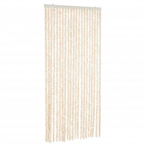 Flueforhæng 90×200 cm i chenille - beige og hvid