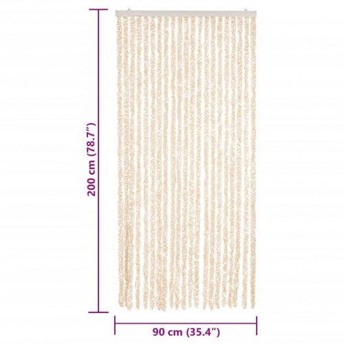 Flueforhæng 90×200 cm i chenille - beige og hvid