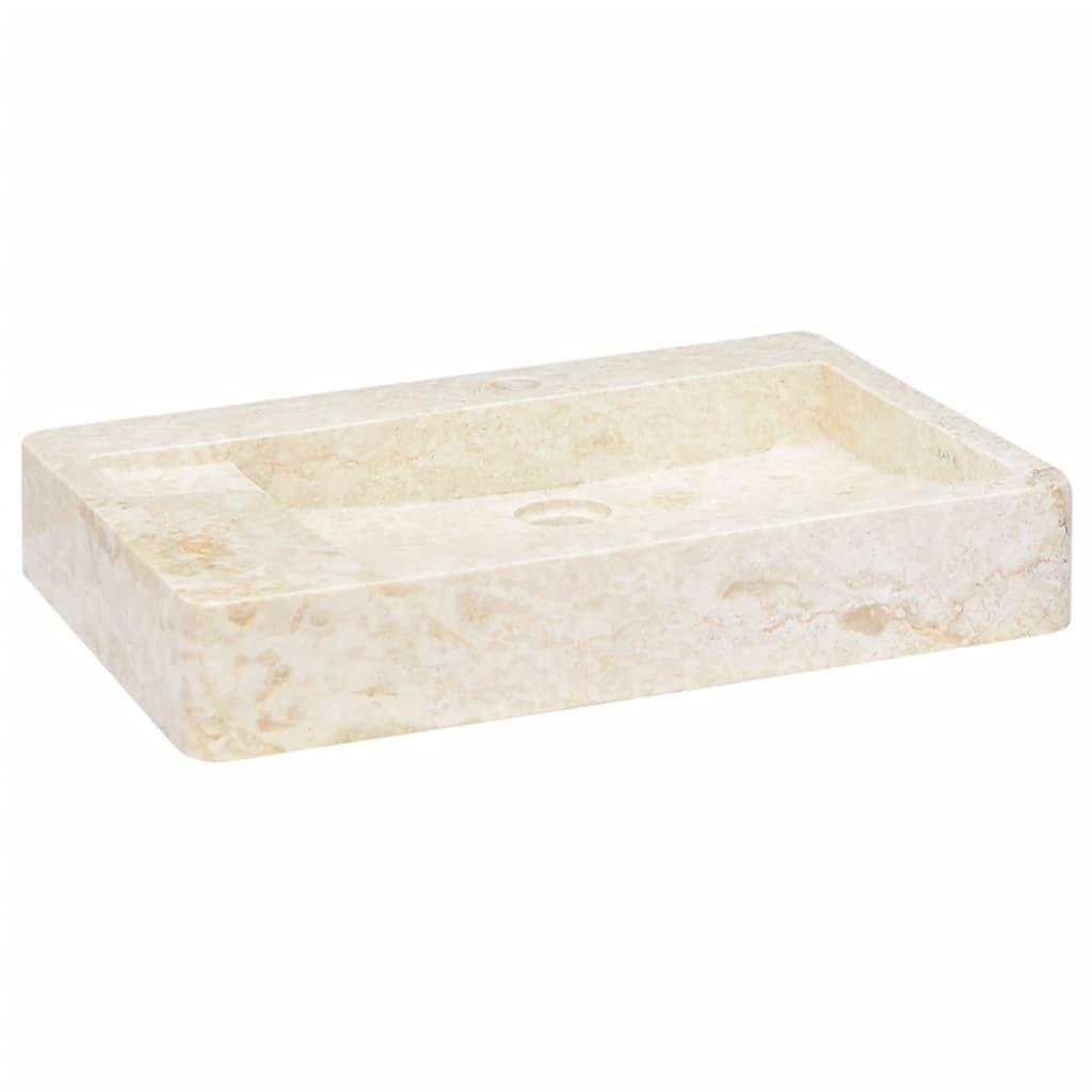 Håndvask i marmor 58 x 39 x 10 cm - cremefarvet rektangulær vask til badeværelse