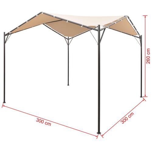 Lysthus pavillon telt med baldakin 3 x 3 m stål beige