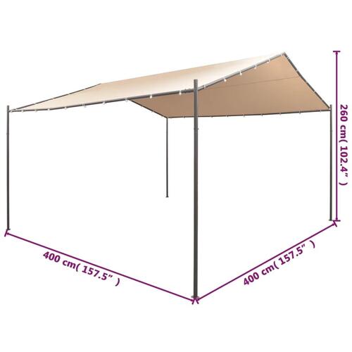 Lysthus pavillon telt overdækning 4 x 4 m stål beige
