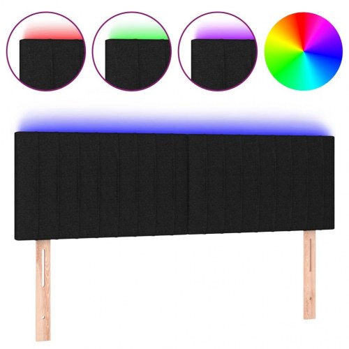Sengegavl med LED-lys 144 x 5 x 78/88 cm - sort