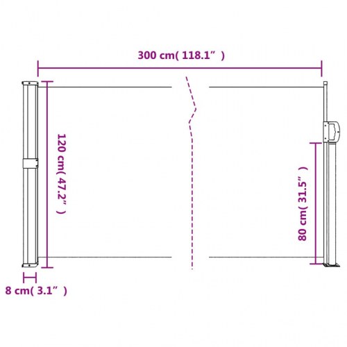 Udtrækkelig sidemarkise - antracit 117 × 300 cm