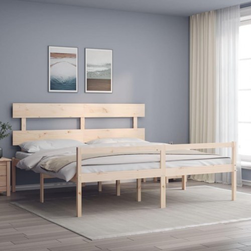 Seniorseng med sengegavl i massivt fyrretræ - 180 x 200 cm