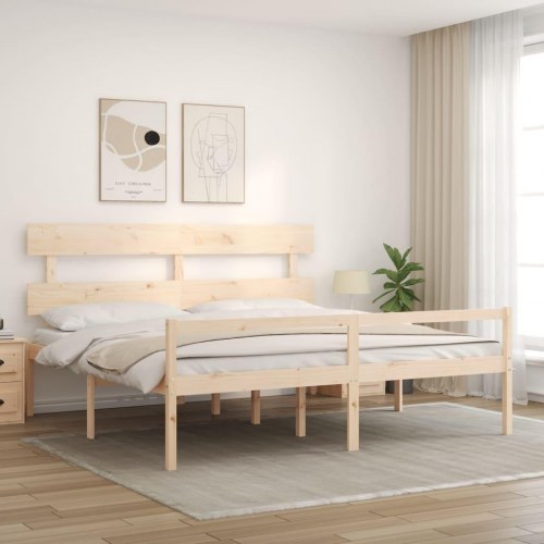 Seniorseng med sengegavl i massivt fyrretræ - 180 x 200 cm