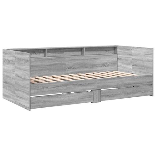 Daybed med skuffer uden madras 75x190 cm grå sonoma-eg