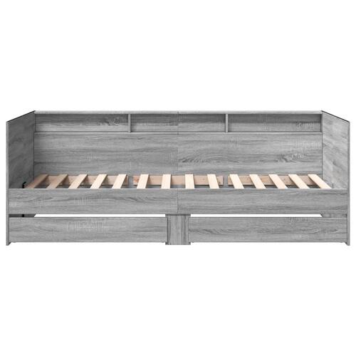 Daybed med skuffer uden madras 75x190 cm grå sonoma-eg