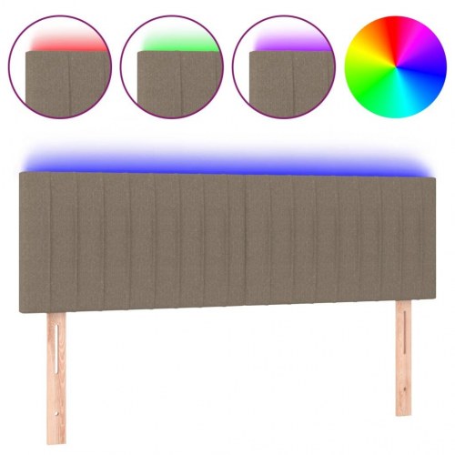 Sengegavl med LED-lys - gråbrun, 144 x 5 x 78/88 cm
