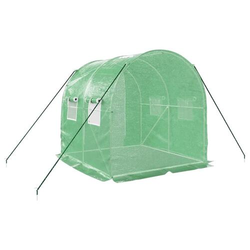 Drivhus med stålstel 4 m² 2x2x2 m grøn