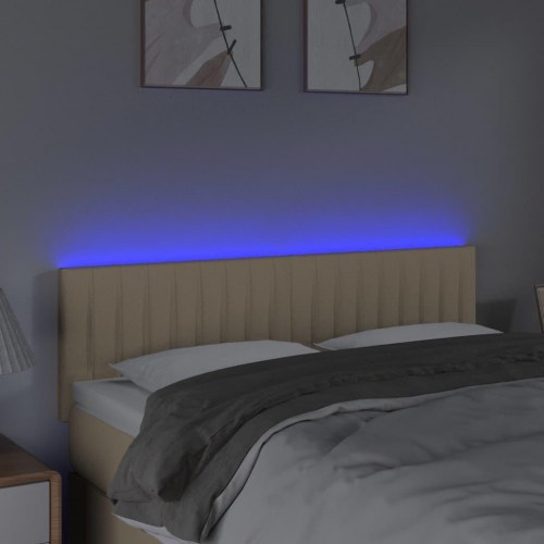Sengegavl med LED-lys 144 x 5 x 78/88 cm - cremefarvet