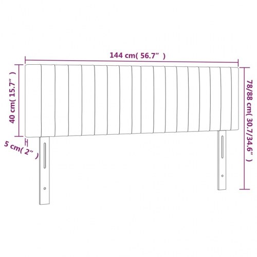 Sengegavl med LED-lys 144 x 5 x 78/88 cm - cremefarvet