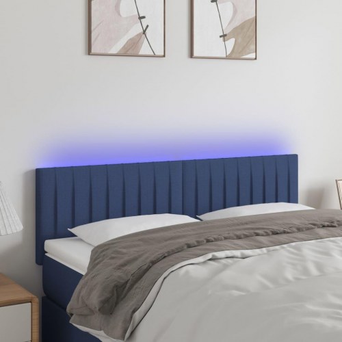 Sengegavl med LED-lys 144 x 5 x 78/88 cm - blå