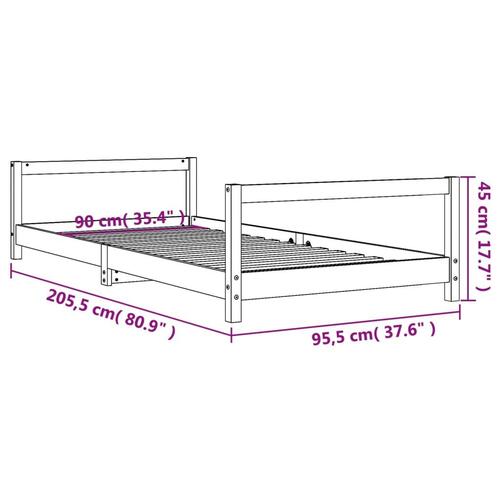 Sengeramme til juniorseng 90x200 cm massivt fyrretræ