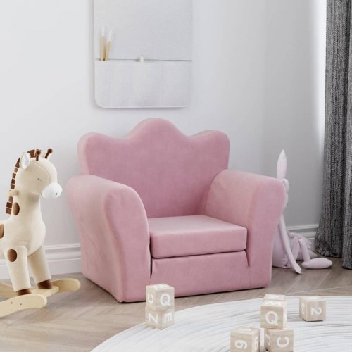 Sofaseng til børn blødt plys lyserød